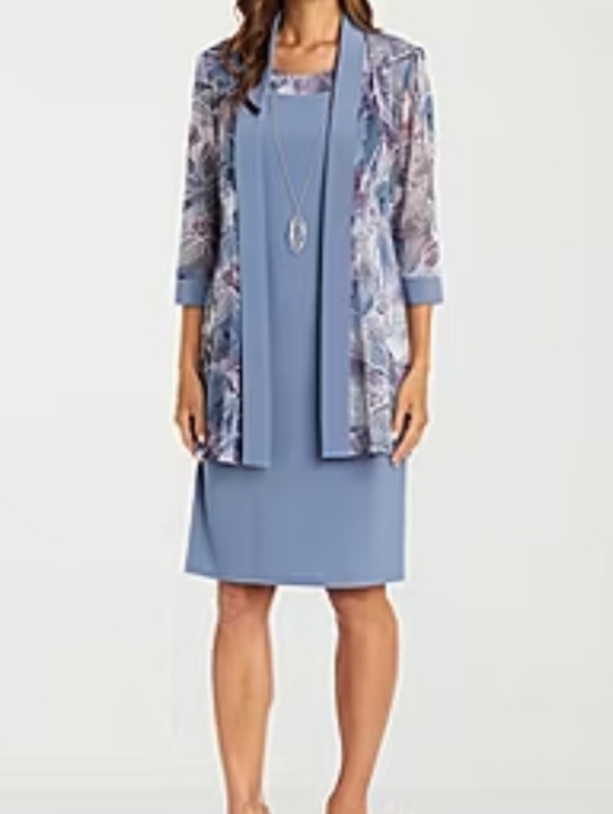 R&M Richards Dresses & Skirts - R&M Richards Blue Two-Piece Dress Set w/ Jacket 14- Petite' & Rem Necklace